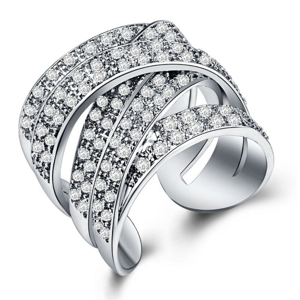 NEW Silver Diamond Layer Resizable Ring - Picture 4 of 4